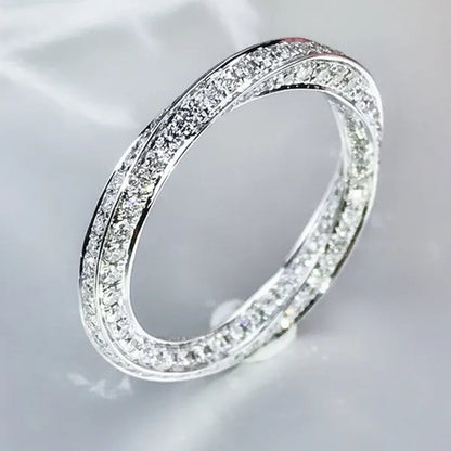 Fashion Woman Ring Dainty 925 Sterling Silver Stackable Jewelry Natural White Sapphire Diamond Band Elegant Bride Engagement Party Wedding Accessories Anniversary Gift Gemstone Rings Size 4-12 Bague Femme