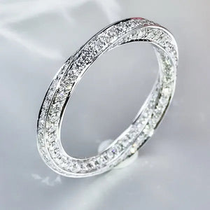 Fashion Woman Ring Dainty 925 Sterling Silver Stackable Jewelry Natural White Sapphire Diamond Band Elegant Bride Engagement Party Wedding Accessories Anniversary Gift Gemstone Rings Size 4-12 Bague Femme