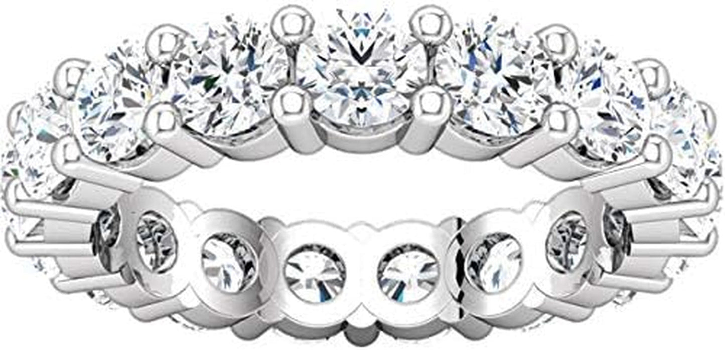 5 Carat (Ctw) 14K White Gold round Diamond Ladies Eternity Wedding Anniversary Stackable Ring Band Luxury Collection (D-E Color VS1-VS2 Clarity)
