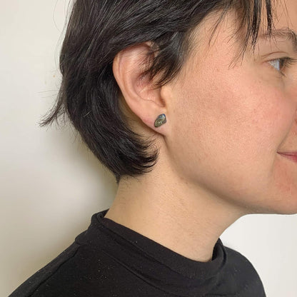 Handmade Lapis Lazuli Stud Earrings Sterling Silver, December & September Birthstone