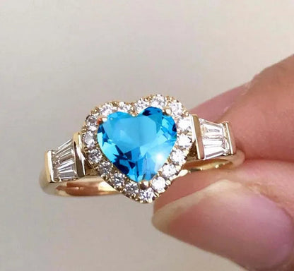 Elegant Noble Women Fashion Heart Ring Delicate Princess Proposal Engagement Ring Anniversary Banquet Birthday Gift Romantic Bridal Wedding Eternity Jewelry Ring Size 5-11