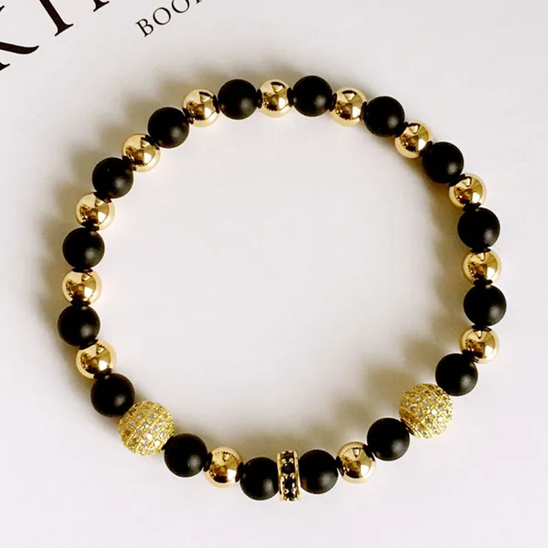 Lucky jewelry pulseras Gold Plated Beads Strand Bracelets Micro CZ Pave Charm Bracelets