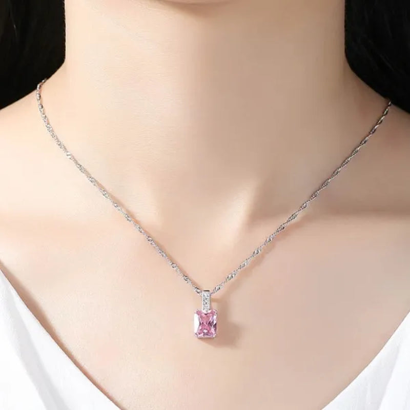 woman fashion Jewellery Simplicity Elegant Sapphire/Amethyst/Pink Necklace  Silver Banquet engagement  Jewellery Necklace