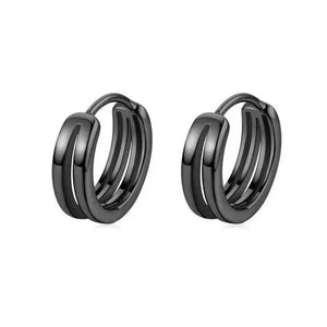 1Pair Stainless Steel Hoop Earrings Punk Multilayer round Double Hip Hop Pierced Stud Earrings