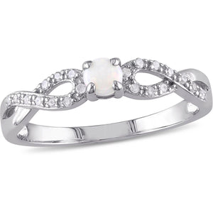 Women'S 1/10 CT Opal 1/10 CT T.W. Diamond Sterling Silver Infinity Symbol Anniversary Ring