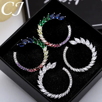 CANDICE Brilliant Yellow Green Blue Stones Prom Party CZ Crystal Big Stud Earrings Pave Setting Trendy 18K White Gold Plated round Ear Jewelry for Women