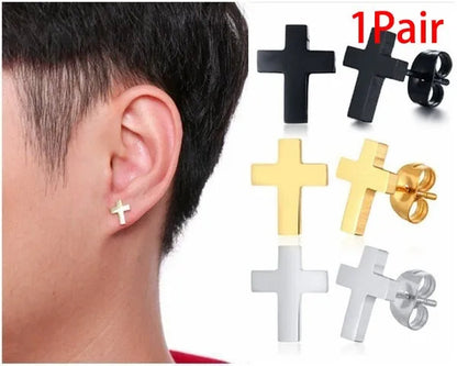 Delysia King Men'S Cross Stud Earrings - WORLD TIME VISITS