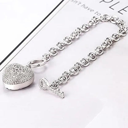 FASHION Women's 925 Sterling Silver Necklace Noble Heart Pendant Necklace/Bracelet Solid Silver Rolo Chain Birthday Party Jewelry