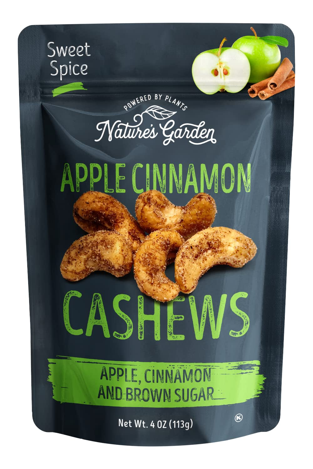 Apple Cinnamon Cashews, 4 Oz (Pack of 6) - Seasoned Roasted Cashews, Flavored Nuts Snack Pack, Organic Cinnamon Cashew, Healthy Snack Pack for Adults, Gluten Free Cashews