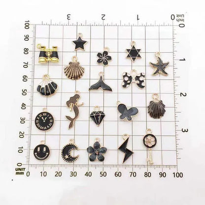 30pcs Mixed Pattern Pink Drop Oil  Fish Flower Horse Enamel Charm DIY Jewelry Bracelet Necklace Pendant Gold Tone Float Finding