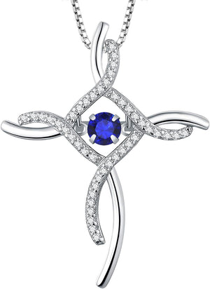 Celtic Knot Cross Necklace Sterling Silver Cubic Zirconia Loop Infinity Pendant Dancing Bristhstones Crucifix Jewelry