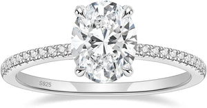 3CT 925 Sterling Silver Engagement Rings Oval Cut Cubic Zirconia CZ Wedding Promise Rings for Her Stunning Wedding Bands for Women Size 3-11