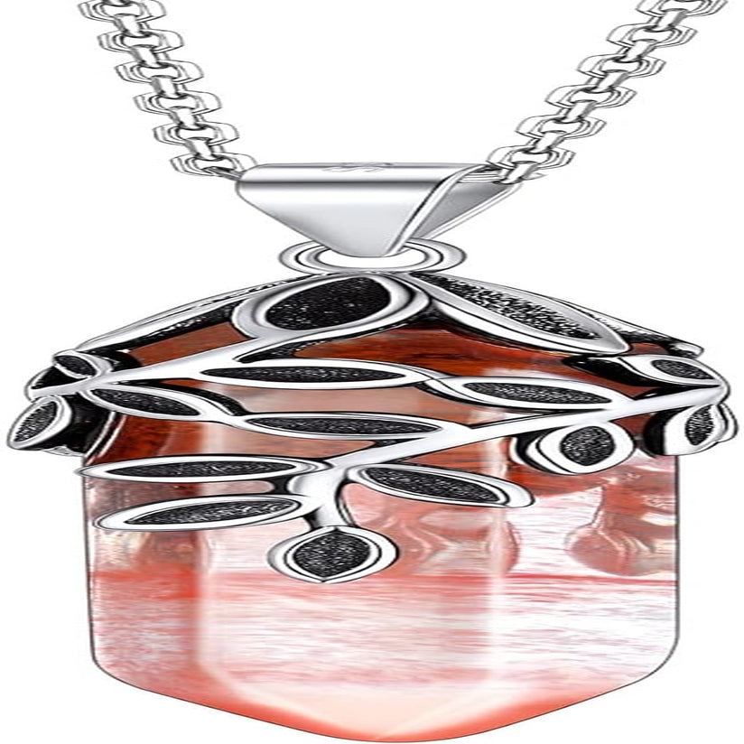 Crystal Necklace Sterling Silver Olive Leaf/Snake Wrap Clear Quartz Birthstone Pendant with Dainty Silver Rolo Chain, 18"+2", Great Birthday Gift for Women Girls