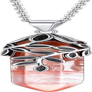 Crystal Necklace Sterling Silver Olive Leaf/Snake Wrap Clear Quartz Birthstone Pendant with Dainty Silver Rolo Chain, 18"+2", Great Birthday Gift for Women Girls