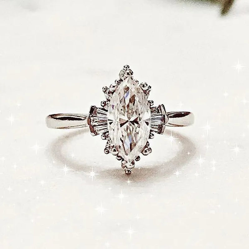 Vintage Ring, Marquise Engagement Ring, Marquise Ring, Art Deco Ring,Moissanite Ring,Diamond Ring,Vintage Engagement Ring Size 5-11 Bague Femme