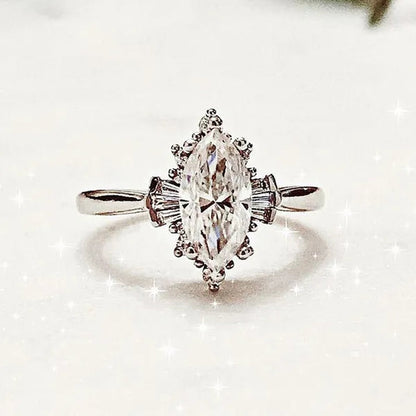 Vintage Ring, Marquise Engagement Ring, Marquise Ring, Art Deco Ring,Moissanite Ring,Diamond Ring,Vintage Engagement Ring Size 5-11 Bague Femme