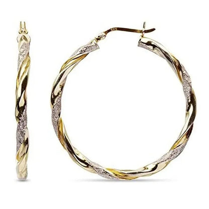 Women Fashion Hoop Earrings Spiral Circle Earrings Simple Big Circle Gold Loop Earrings