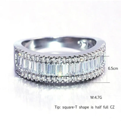 For Beauties! 1PC Pave Setting Square Heart Oval T-Shape Simulated Diamond CZ Eternity Band Engagement Wedding Stone Rings - WORLD TIME VISITS