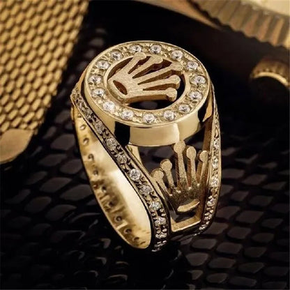 New Fashion Domineering Men's 18K Gold Ring Natural Sapphire Men's Diamond Ring Hand-carved Gold Skull Sea Monster Male Ring Men's Birthday Gift Party Jewelry Size 5-14