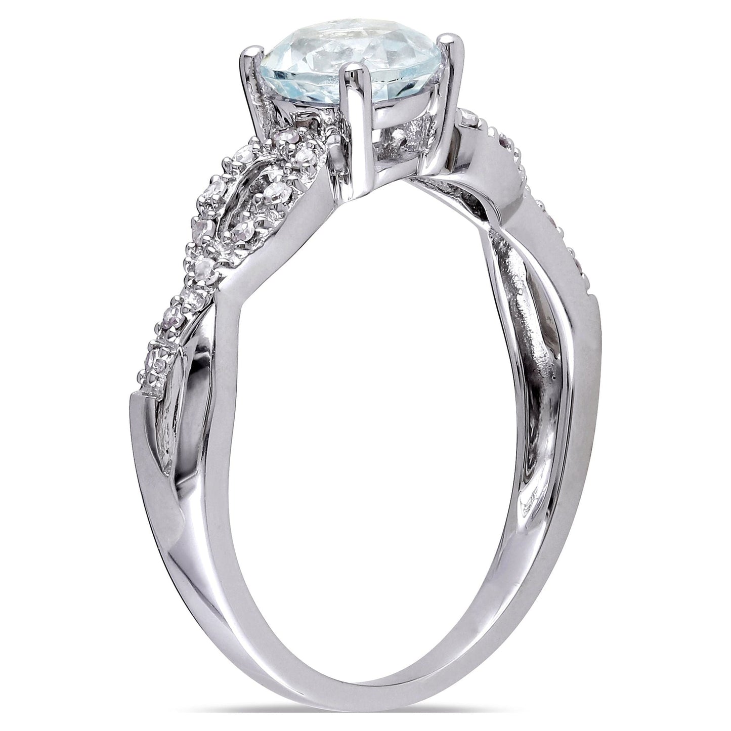 Women'S 1 CT Aquamarine and 1/10 CT T.W. Diamond 10Kt White Gold Infinity Engagement Ring