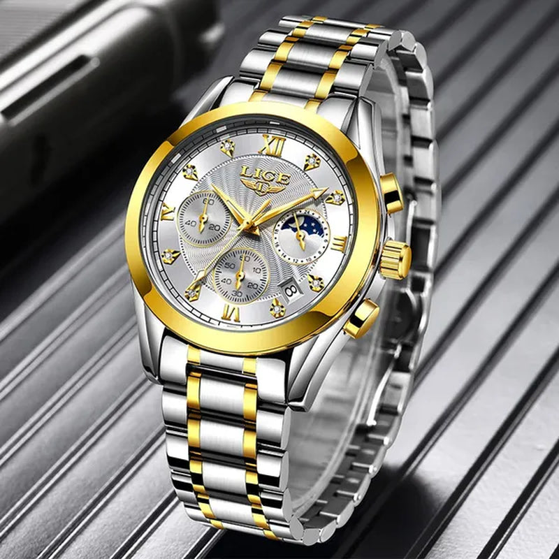 LIGE 2020 New Gold Watch Women Watches Ladies Creative Steel Women's Bracelet Watches Female Waterproof Clock Relogio Feminino