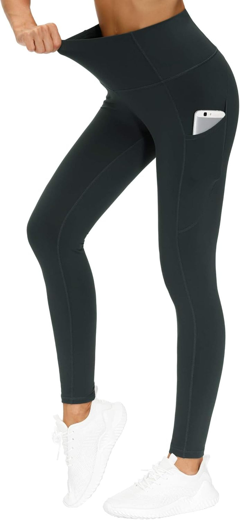 Thick High Waist Yoga Pants with Pockets, Tummy Control Workout Running Yoga Leggings for Women