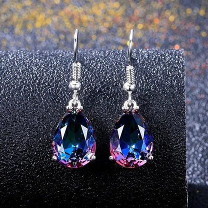 925 Sterling Silver 10 * 14 Mystic Rainbow Topaz Gemstone Hook Earrings
