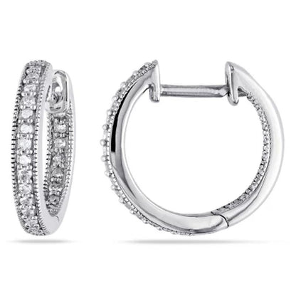 0.22 CT. T.W. inside outside Diamond Hoop Earrings in 14K Gold