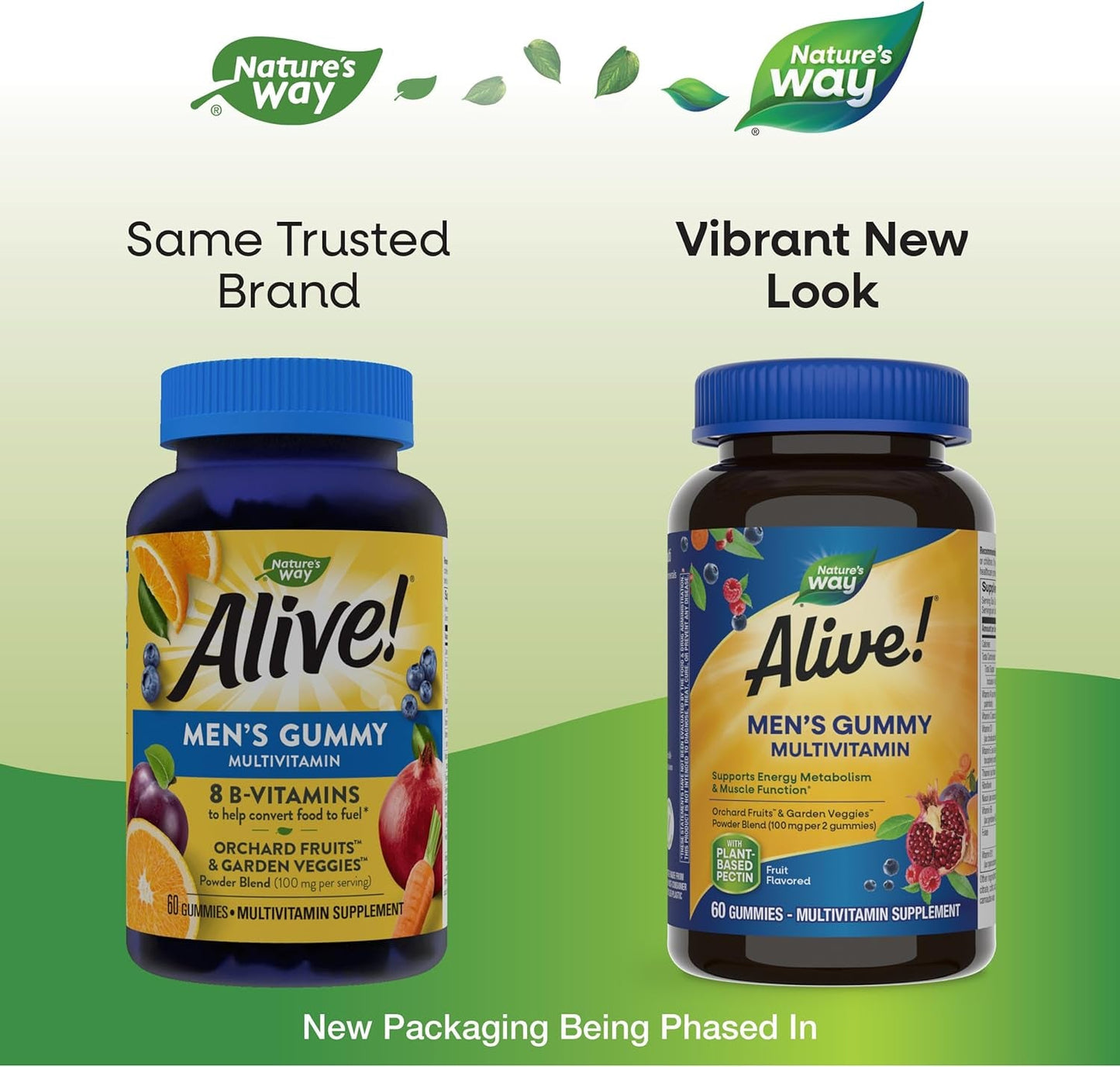 Alive! Men'S Daily Gummy Multivitamin, Supports Energy Metabolism*, Muscle Function*, B-Vitamins, B-Vitamins, Gluten-Free, Vegetarian, Fruit Flavored, 60 Gummies (Packaging May Vary)
