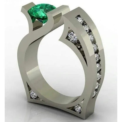 Exquisite Women'S 925 Sterling Silver Opening Diamond Ring Fashion Tsavorite Jewelry Anniversary Gift Proposal Engagement Wedding Band Rings