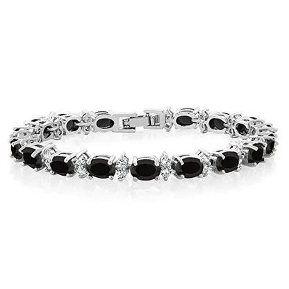 Gem Stone King 925 Sterling Silver Gorgeous Oval and Round Sparkling Cubic Zirconia CZ Tennis Bracelet Jewelry Gift