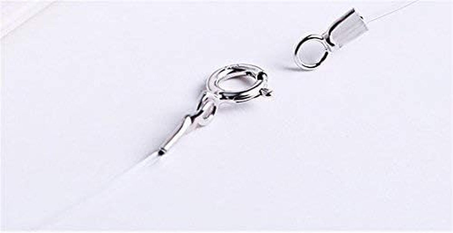 S925 round Fish Line Two Claws Cut Clear Cubic Zirconia Pendant Necklace (Silver)