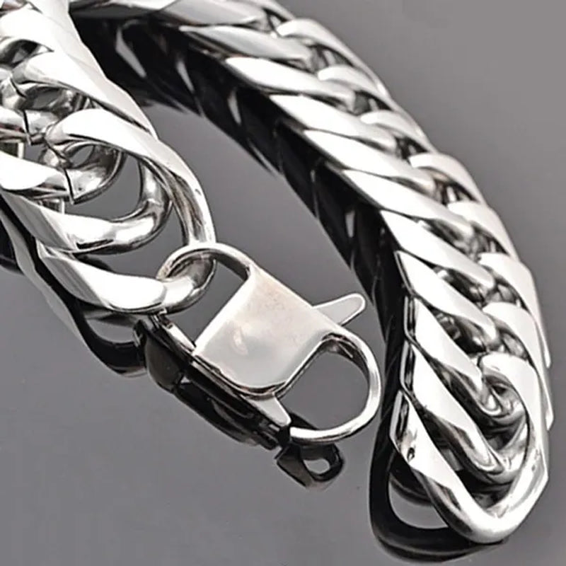 16/19/21mm Stainless Steel Mens Silver Curb Cuban Chain Bracelet/Necklace 7"-24"