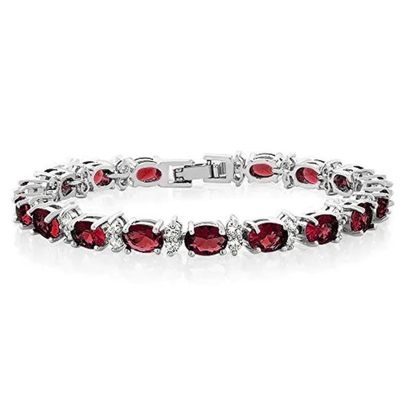Gem Stone King 925 Sterling Silver Gorgeous Oval and Round Sparkling Cubic Zirconia CZ Tennis Bracelet Jewelry Gift
