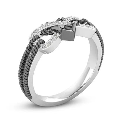 Exquisite 925 Sterling Silver Rings Infinite Love Motif Two-tone Anchor Heart Promise Anniversary Engagement Wedding Jewelry Ring Gift For Women Size 6 - 10