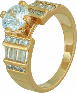 Circle Cubic Zirconia Wedding Ring for Women & Girls 24K Gold Plated