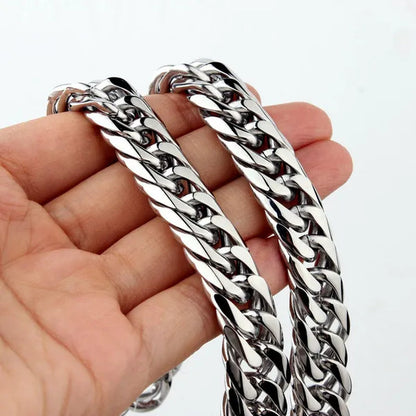 16/19/21Mm Heavy Stainless Steel Bracelet or Necklace Silver Cuban Curb Chain Bracelet Bangle 7"-11" Necklace 16"-24"