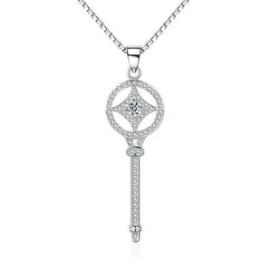 Majesty Diamonds MDS170395 White Zircon Key Pendant Necklace in .925 Sterling Silver