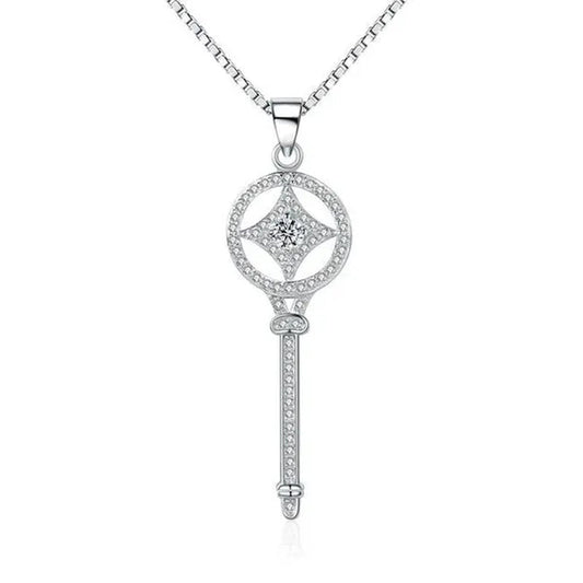 Majesty Diamonds MDS170395 White Zircon Key Pendant Necklace in .925 Sterling Silver