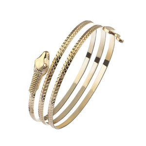 Metal Arm Cuff Upper Arm Bracelet Band for Women Gold Silver Color Armlet Snake Armband Adjustable Arm Cuff Bangle POE