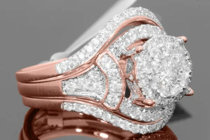 Exquisite 3Pcs/Set Super Pretty Women'S Fashion Sapphire Ring Set Anniversary Gift Engagement Bridal Wedding Rings Jewelry Set Size 5-11