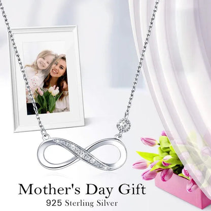 925 Sterling Silver Necklace –“Forever Love” Infinity Heart Love Pendant White Gold Plated Diamond Women Necklace Gift for for Women Girls Valentine'S Day Mother'S Day