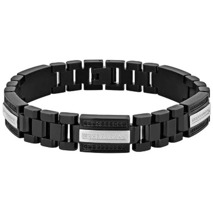 0.81CT. TW. Black & White Diamond Stainless Steel Bracelet