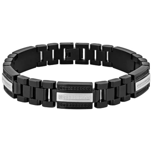 0.81CT. TW. Black & White Diamond Stainless Steel Bracelet