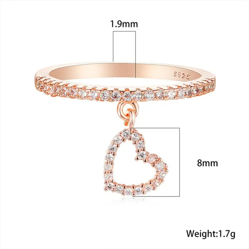 Noval Pendant Ring 18K Rose Gold Rare Diamond Love Heart Adorn Bridal Jewelry Family Memorial Gift
