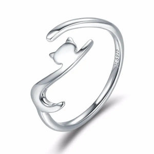 Fashionable Women'S Simple 925 Silver Plated Cat Adjustable Ring Anniversary Gift Jewelry Size 6-10 Arrow
