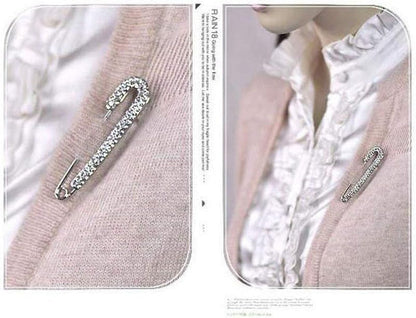 1 PCS 3 Inch Silver Rhinestone Inlaid Alloy Safety Brooch Pins Scarves Buckle Shawl Clip Jewelry Brooch DIY Accessories for Clothing Locking Ornament Fastening Embellish