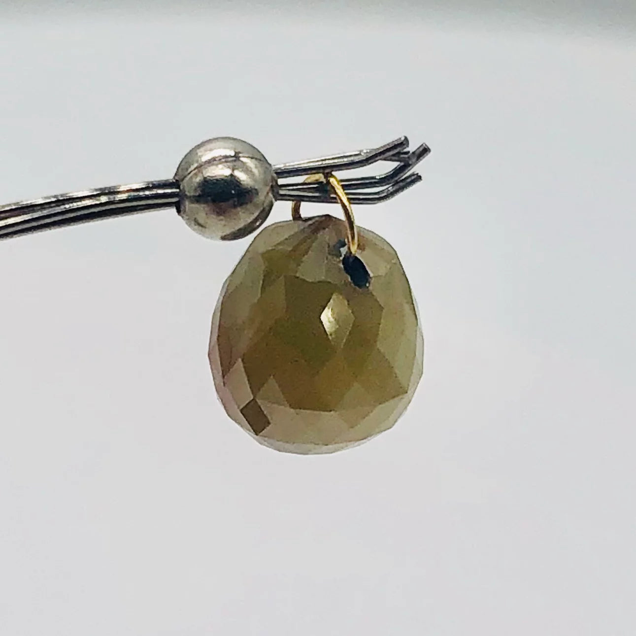 3.43Cts Bi-Color Diamond Briolette 18K Pendant | 8X7Mm |