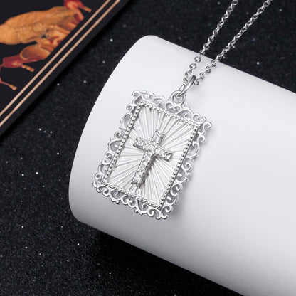Cross Pendant Necklace for Women S925 Sterling Silver, Trendy Simple Zircon Cross Necklace, Religious Jewelry Gift for Christian Faith, Baptism, First Communion, Birthday, Valentine'S Day