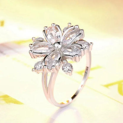 Elegant Women'S Flower Ring Luxury Pink Zircon Ring, Fashionable Flower Shape Women'S Ring, Engagement, Wedding Ring, Princess Ring, Promise Ring, Valentine'S Day, Christmas Gift. Size US5-11. Happy Shopping!